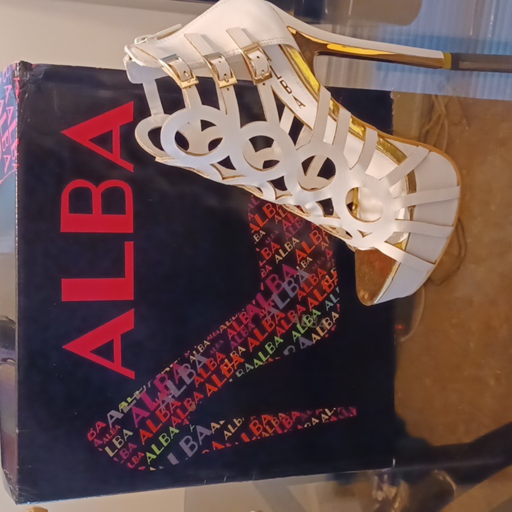 Alba Alice Off White/ (Creme) Cut Out High Heel Peep Toe Pump sizes  8.5